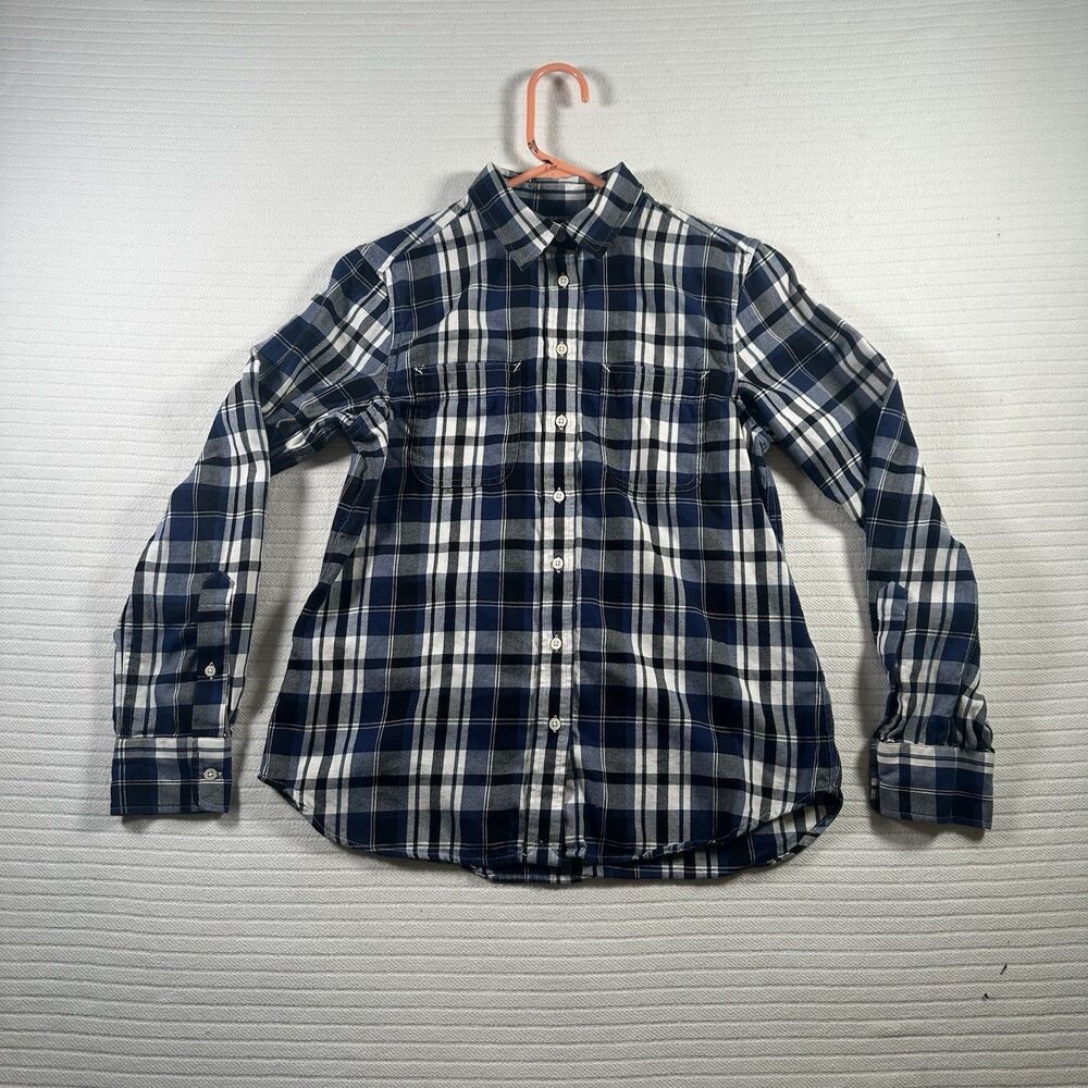 Lauren Ralph Lauren Petite Medium Blue Plaid Button Down Shirt Womens